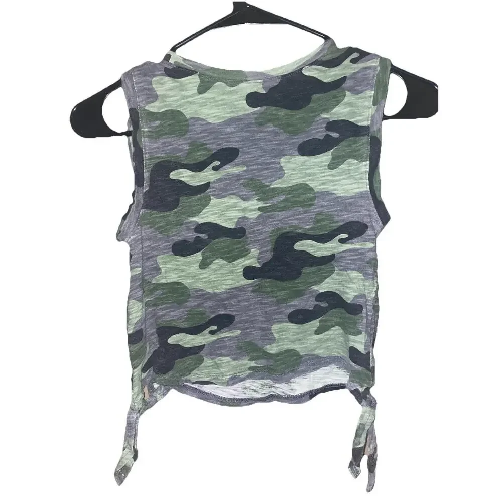 Little Girls Justice Camo Tank Top Sz 8 “Peace Begins With A Smile” Diamonds